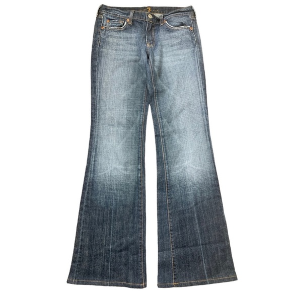 7 FOR ALL MANKIND The Stretch Flare Wide Leg Jeans With Pockets Blue Size 27 - Picture 8 of 12